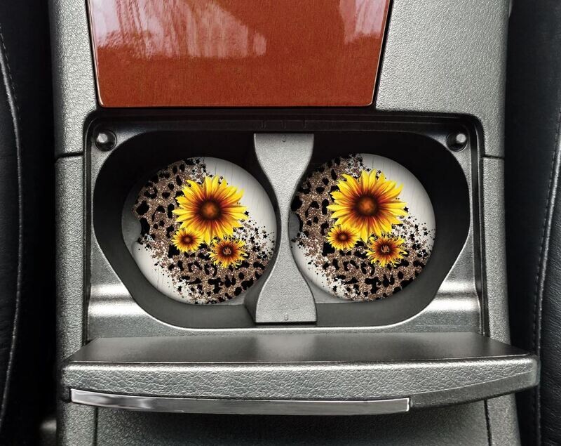 Sunflower and Cheetah  Car Coaster