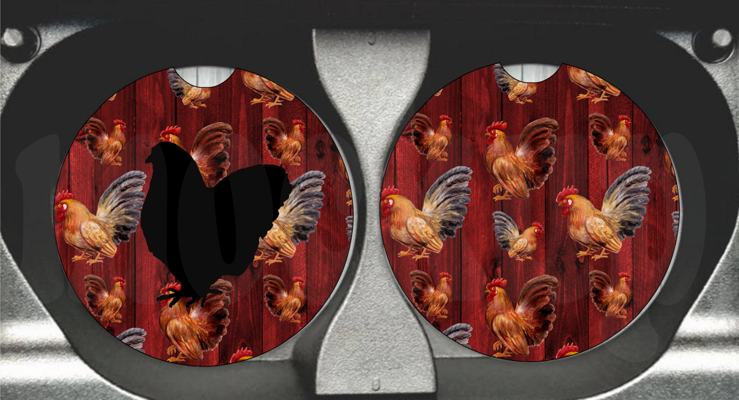 Chicken in Red or Teal   Car Coaster