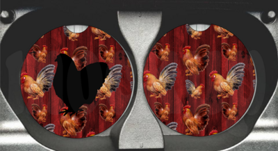 Chicken in Red or Teal Car Coaster