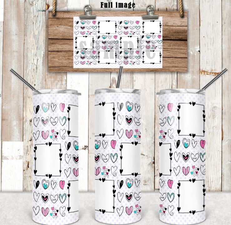 Doodle Heart  20oz Tumbler with personalization