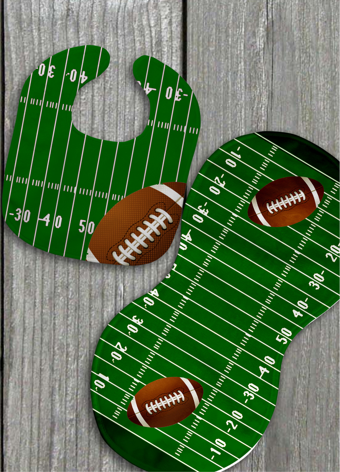 Football bib and burp set with personalization