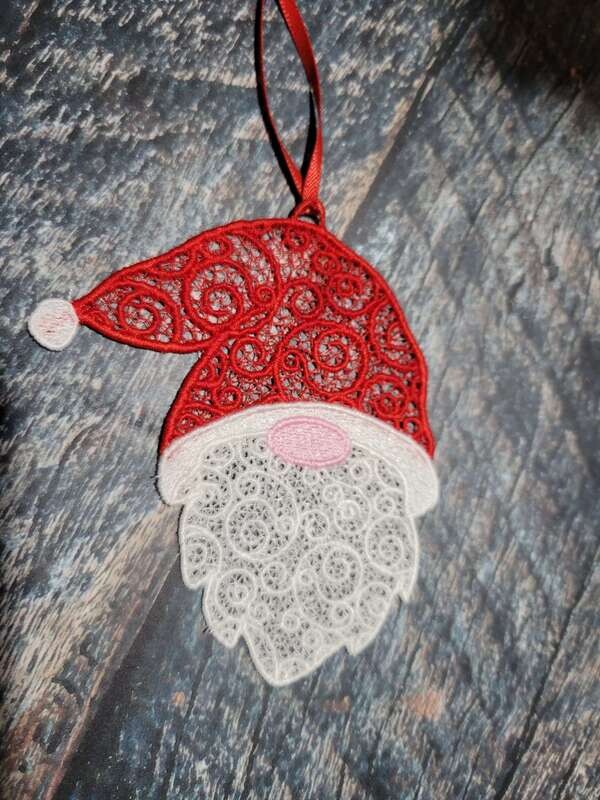 FSL Embroidery Santa Gnome Ornament