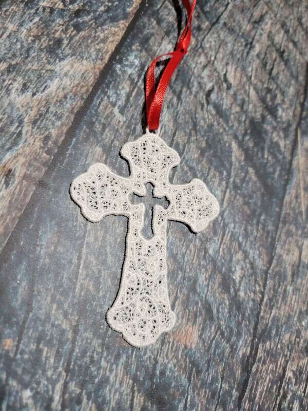 FSL Embroidery Cross Ornament