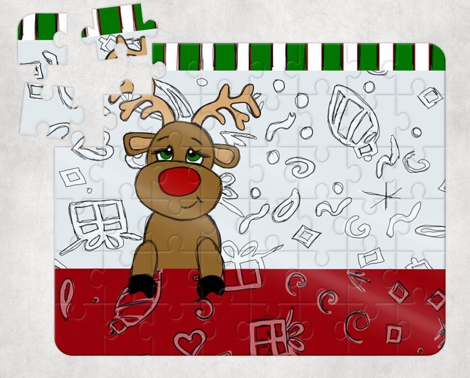 Doodle Santa or Reindeer Puzzle