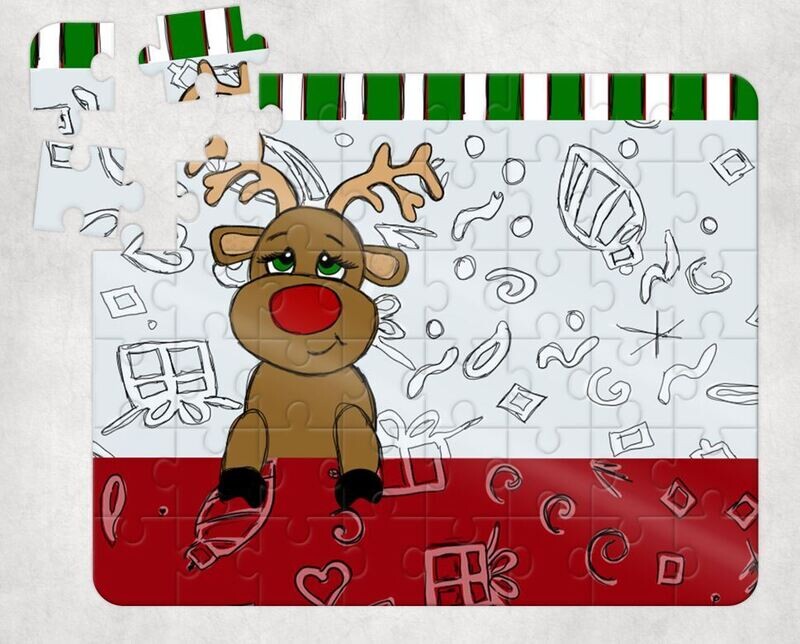 Doodle Santa or Reindeer Puzzle