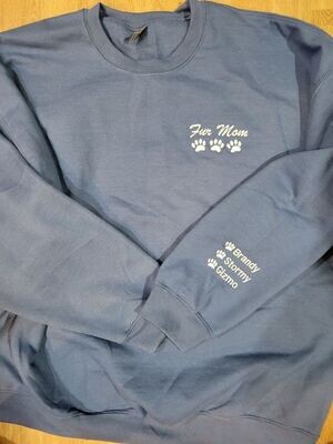 Custom Left Chest and Sleeve Embroidered Crew Neck Sweatshirt