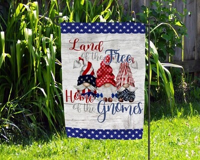 Land of the Free Home of the Gnomes    Garden Flag