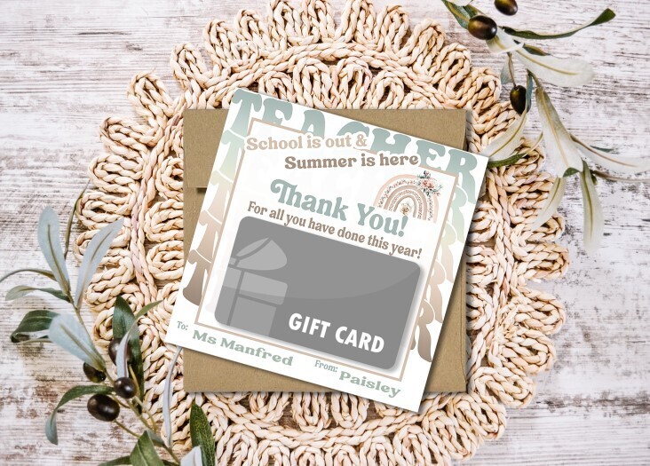 Teacher Thank you Gift Card Stationary