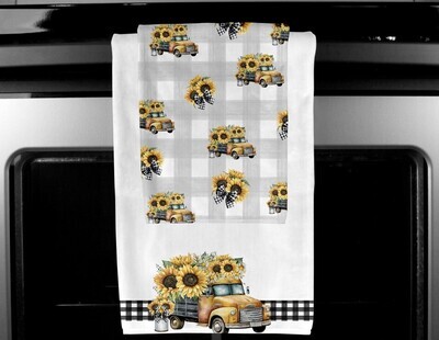 Yellow Truck and Sunflowers Towel Set