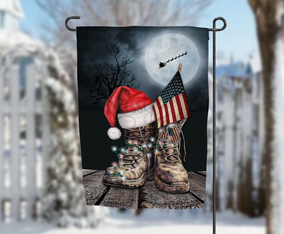 Military Boots for Christmas    Garden Flag