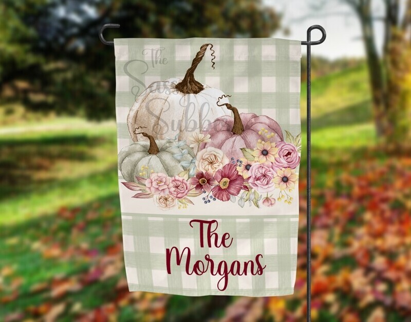 Vintage Pumpkin Garden Flag with last name option