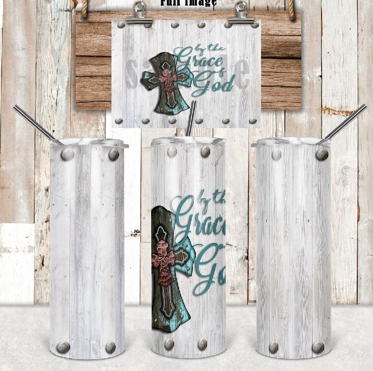 By the Grace of God in teal  20 oz tumbler