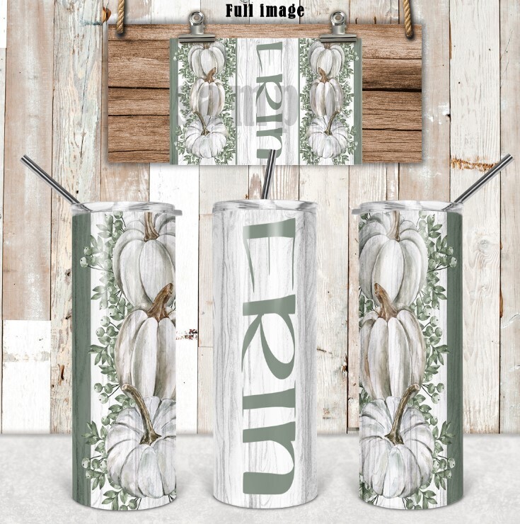 White Pumpkin and Sage   20 oz tumbler