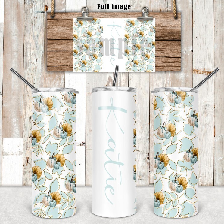 Teal Pumpkin with Name 20 oz tumbler
