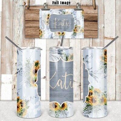 Blue Sunflower with Name 20 oz tumbler