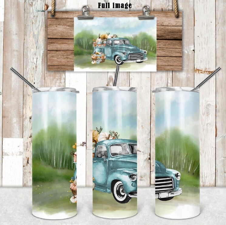 Fall Blue Truck  20 oz tumbler