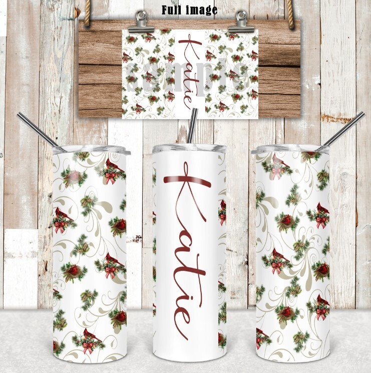 Cardinal with Name 20 oz tumbler