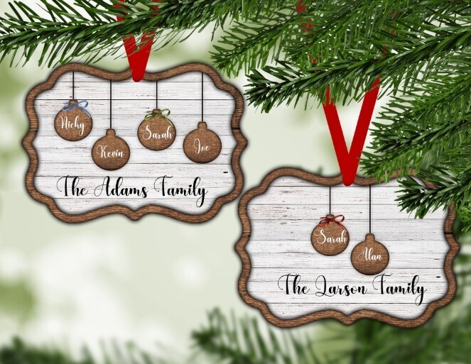 Faux Wood Metal Ornament
