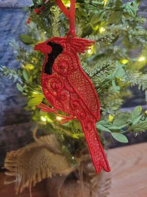 FSL Embroidery Cardinal Ornament