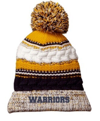 Embroidered Warriors Navy and Gold Pom Pom Hats