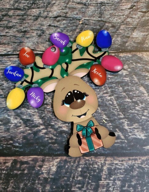 Personalize Reindeer Hardboard Ornament