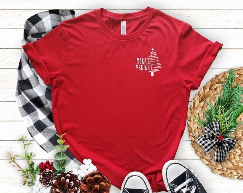 Merry and Bright Pocket Screen Print Shirts