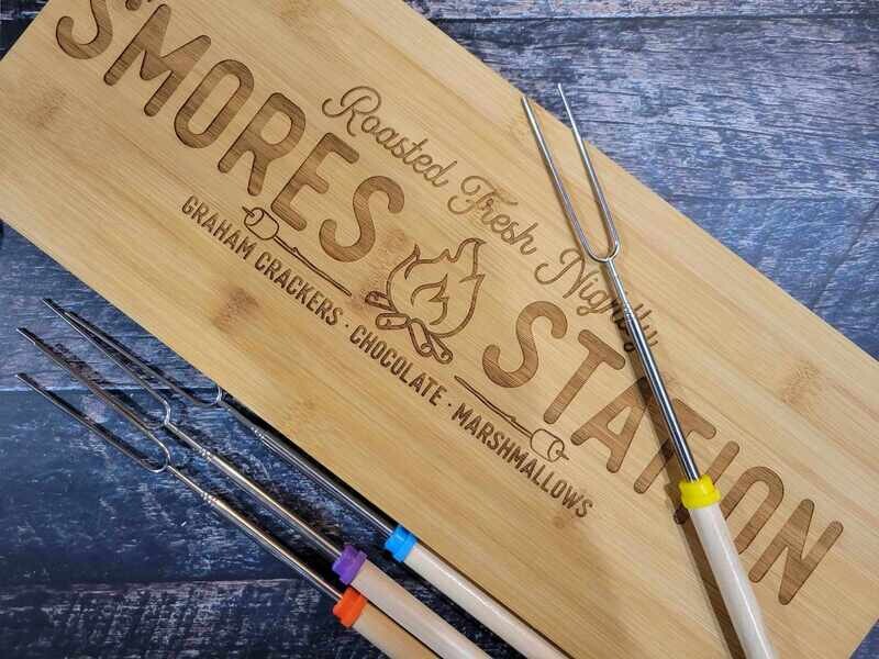 Smores Board with and without custom sticks