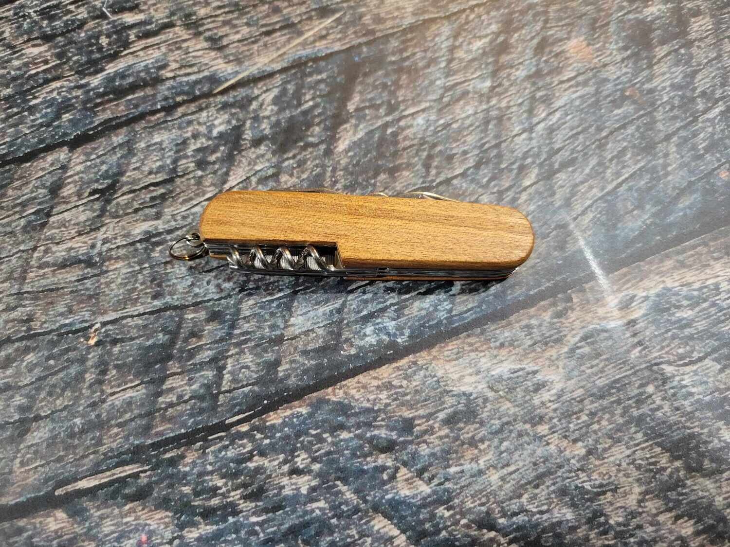 3 1/2" Wooden 8-Function Multi-Tool Pocket Knife