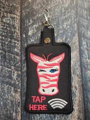 Embroidered Zebra Business Holder with NFC Tag Keychains