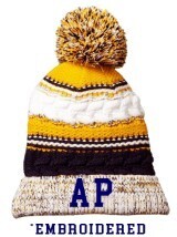 Embroidered AP Navy and Gold Pom Pom Hats
