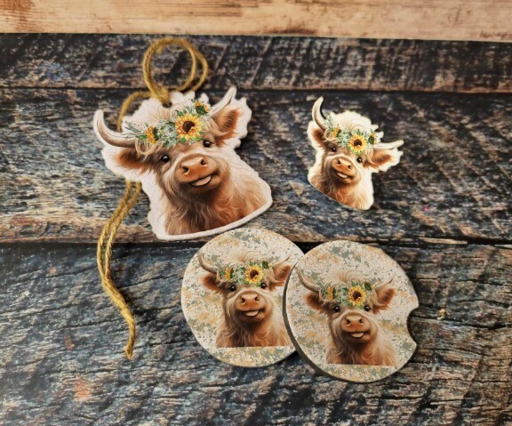 Barn Animal Bundle Car Set with Coasters, Feltie and Air vent clip