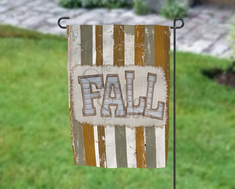 Fall tin sign and faux wood Garden Flag