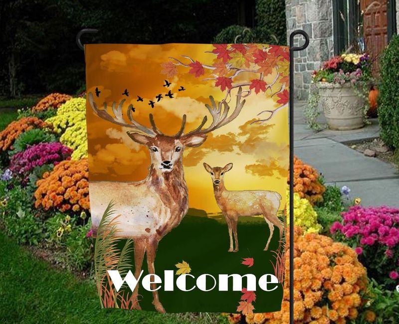 Autumn Deer Garden Flag