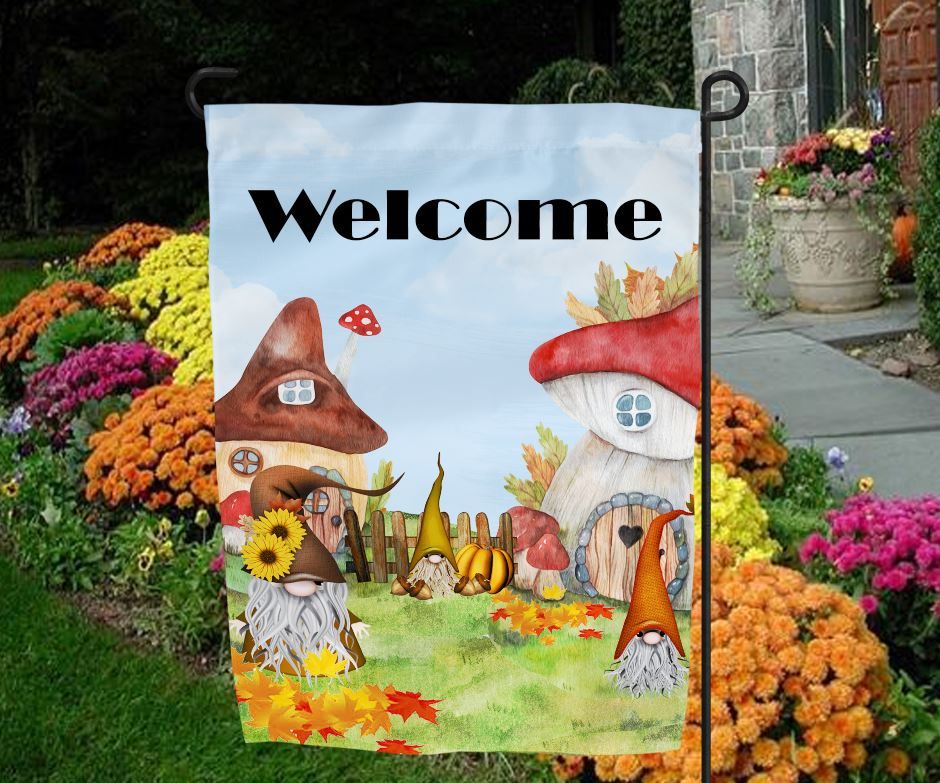 Fall Gnome Garden Flag