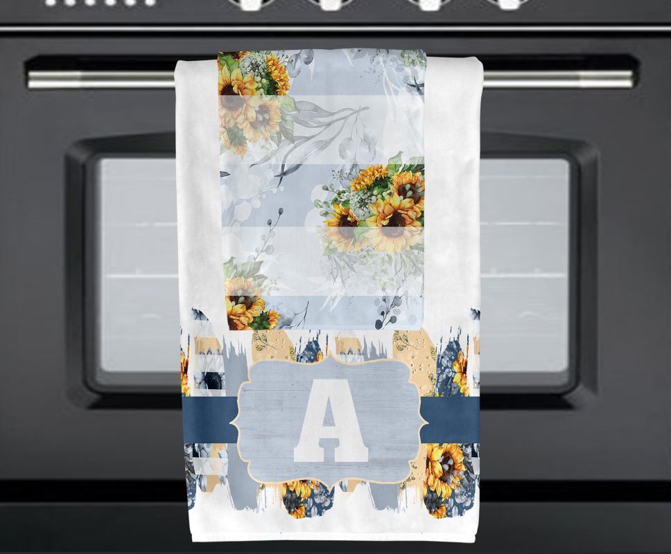 Sunflower and Blue stripe Towel Set