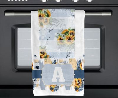 Sunflower and Blue stripe Towel Set
