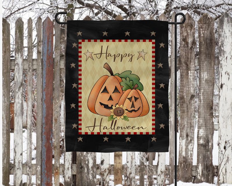 Primitive Country Happy Halloween Garden Flag