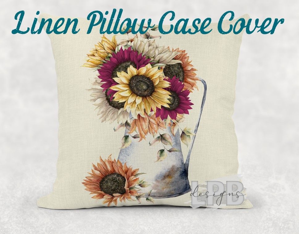 Autumn Sunflowers Linen Pillow Case Cover