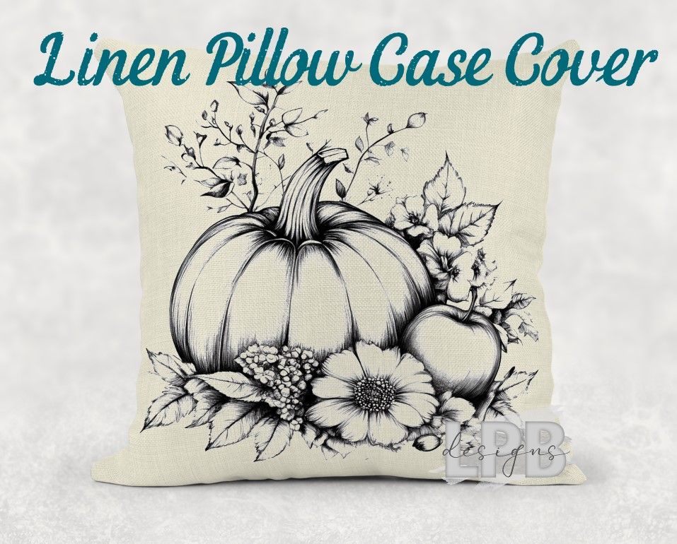 Sketch Pumpkin Linen Pillow Case Cover