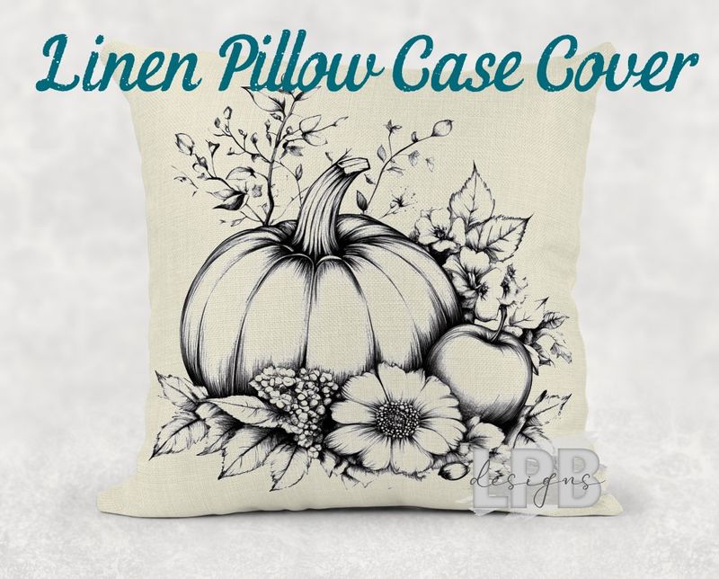 Sketch Pumpkin Linen Pillow Case Cover