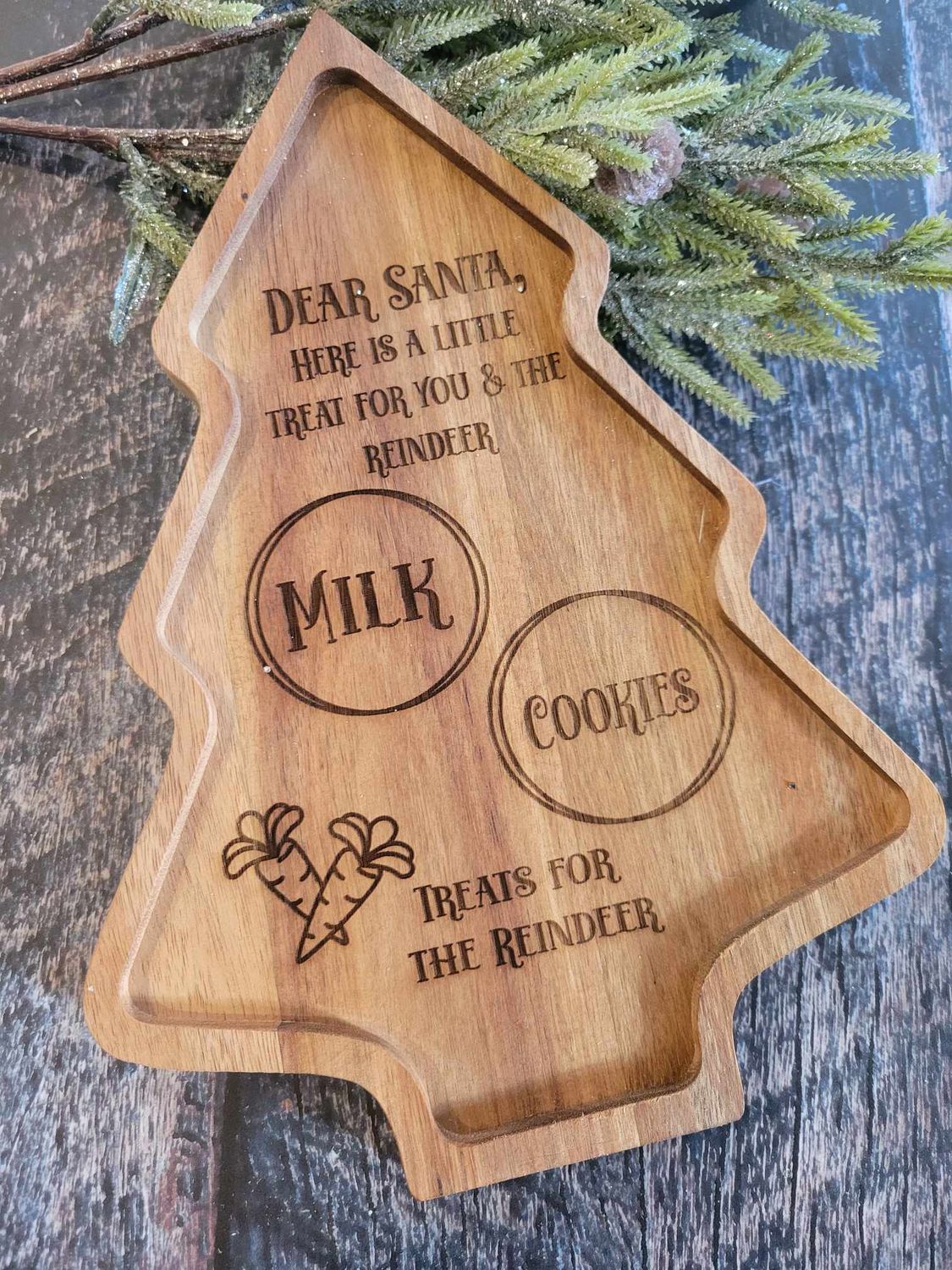 Wood Santa Cookie Tray