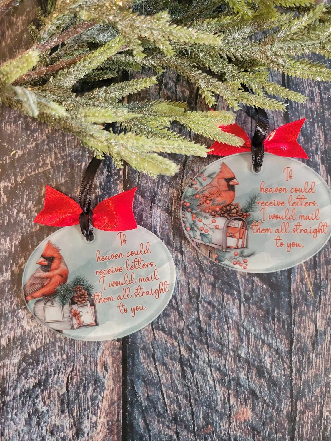 Glass Cardinal Oval Ornament