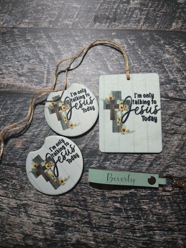 Freshen Up Your Ride Bundle ( freshie, car coasters and key fob)