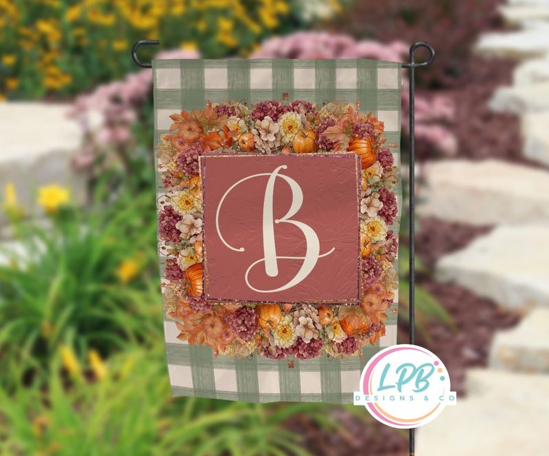 Monogram Fall  Garden Flag