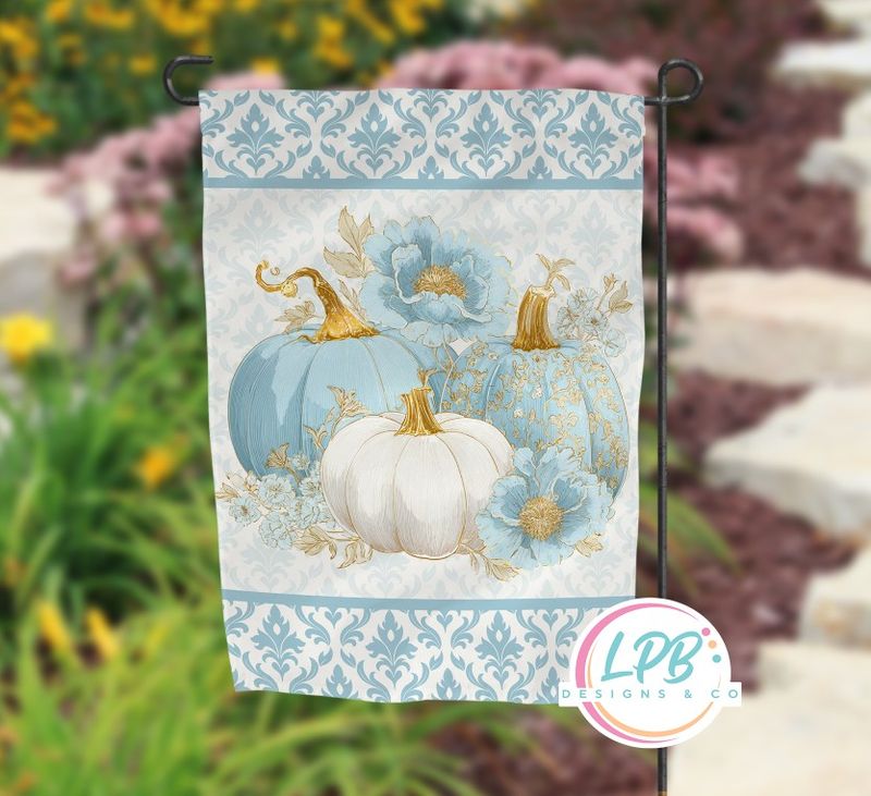 Blueish Vintage Pumpkin  Garden Flag