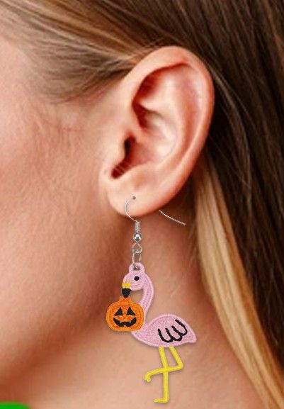 FSL Pumpkin Flamingo Earrings