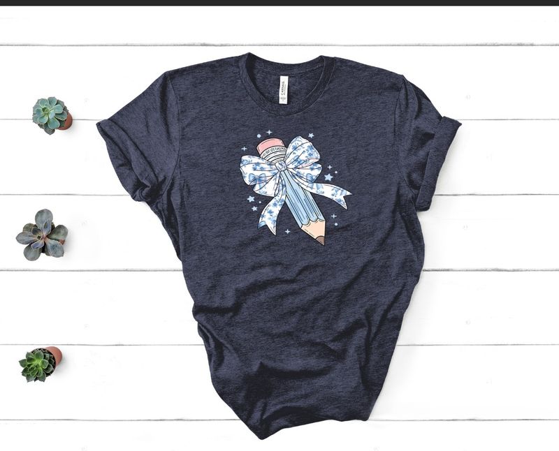 Blue Floral bow pencil design