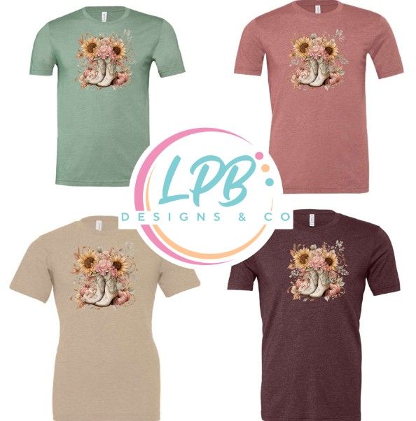 Boots and Sunflowers  Tees