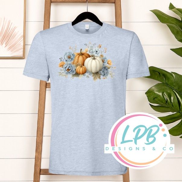 Blue Fall Floral Tees