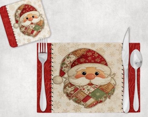 Faux Patchwork Placemat with matching Coaster